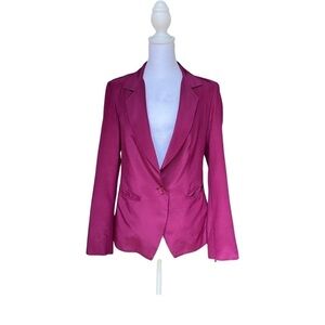 Tobey Grey 100% Silk Outer Fuschia Blazer Size Small